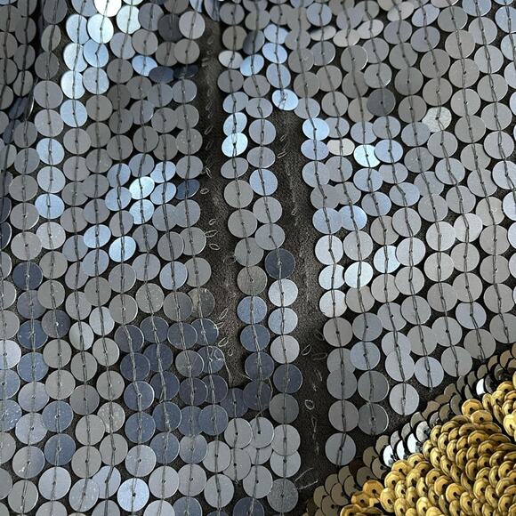 French Connection Navy Blue Gold Sequin Shift Mini Dress Cocktail Party Size 2 - Picture 13 of 15